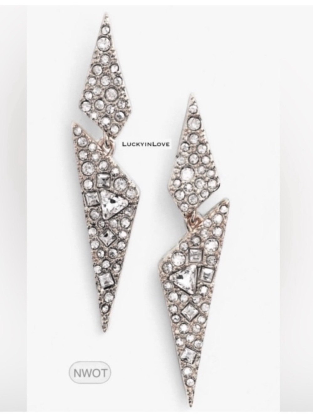 ALEXIS BITTAR • Silver Crystal Encrusted Origami Shards Post Earrings